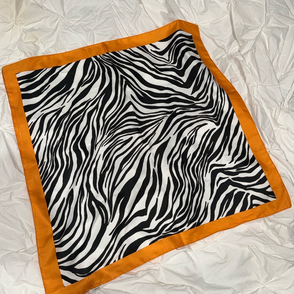 Mango Orange and Black Zebra Print Scarf